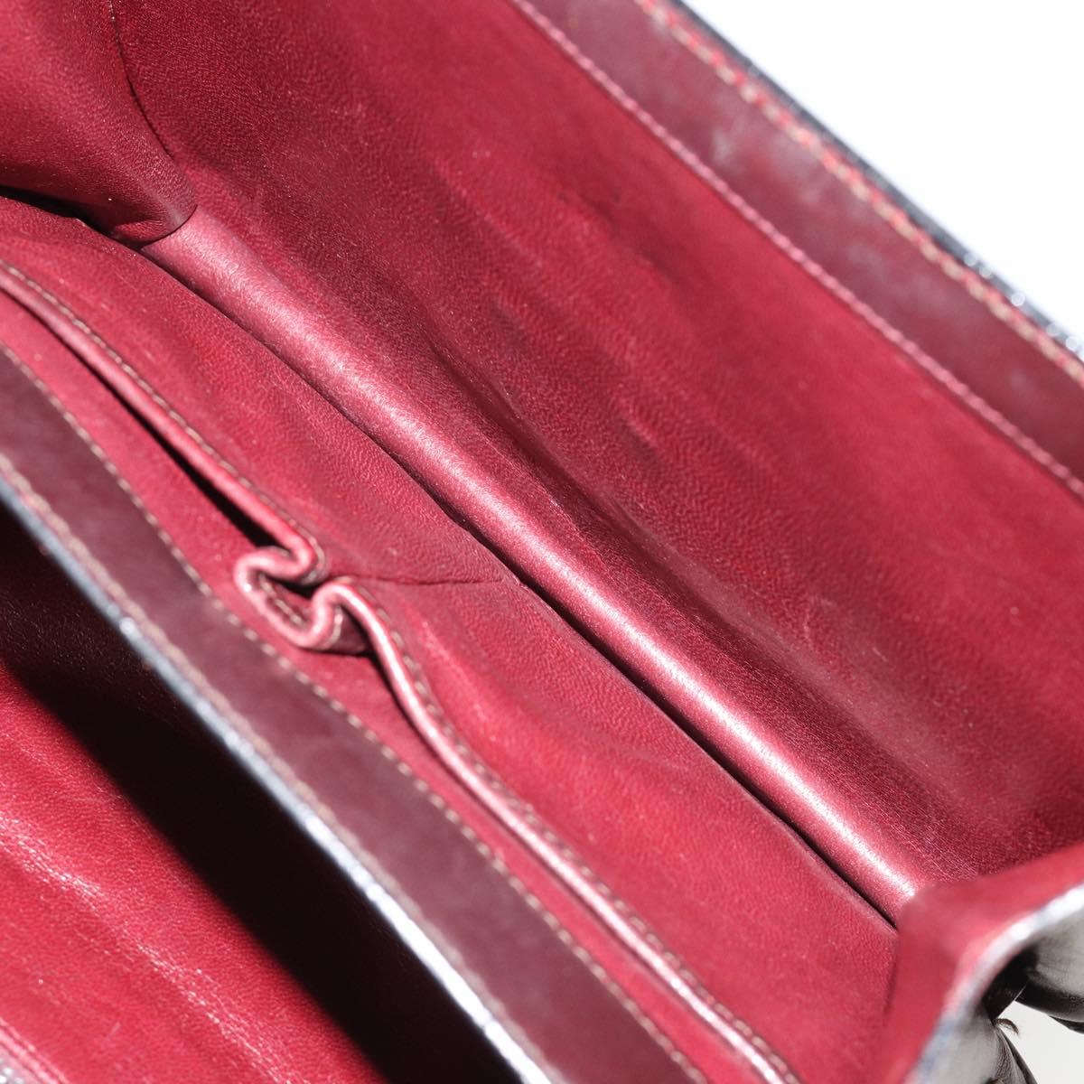 CELINE Shoulder Bag Leather Bordeaux Gold Auth 185909A