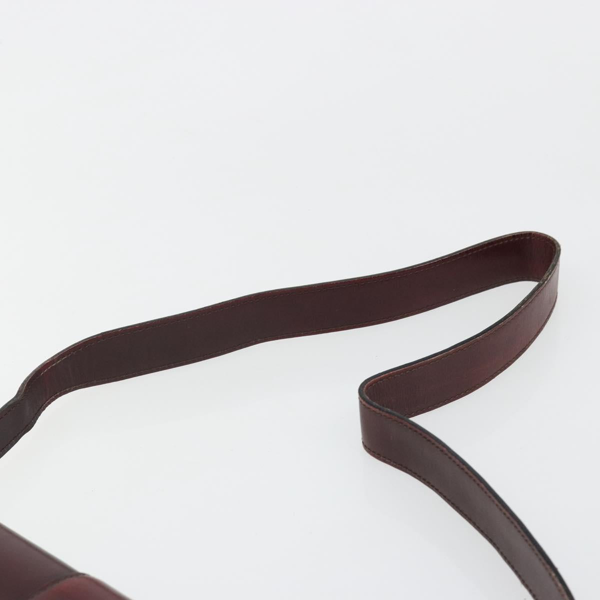 CELINE Shoulder Bag Leather Bordeaux Gold Auth 185909A
