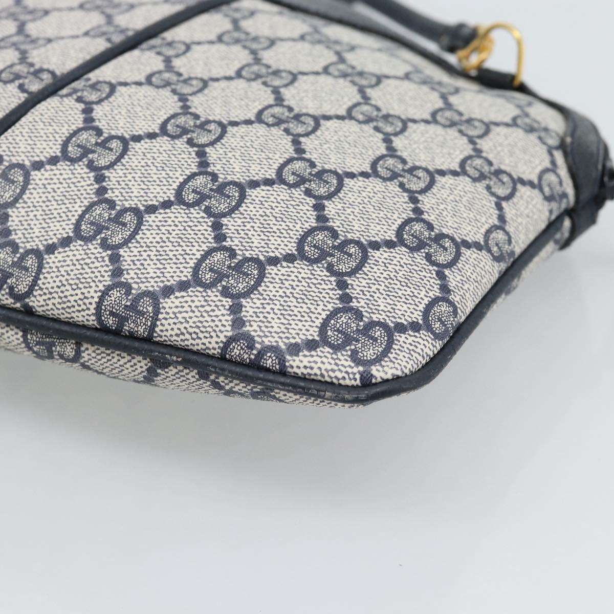 GUCCI GG Supreme Sherry Line Shoulder Bag PVC Navy Gold 68 02 047 Auth 185910