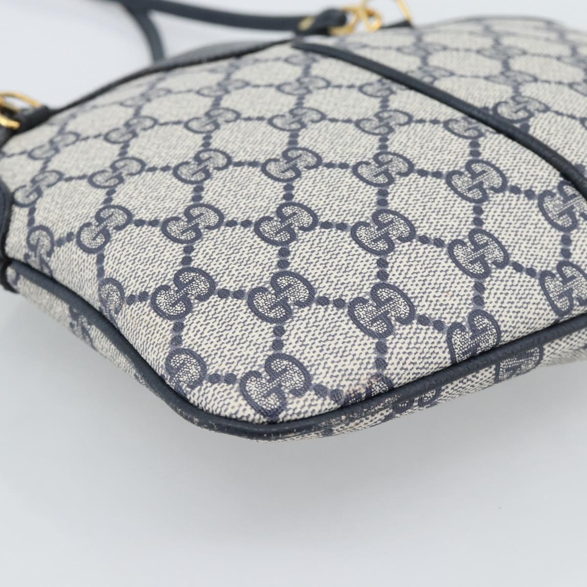 GUCCI GG Supreme Sherry Line Shoulder Bag PVC Navy Gold 68 02 047 Auth 185910