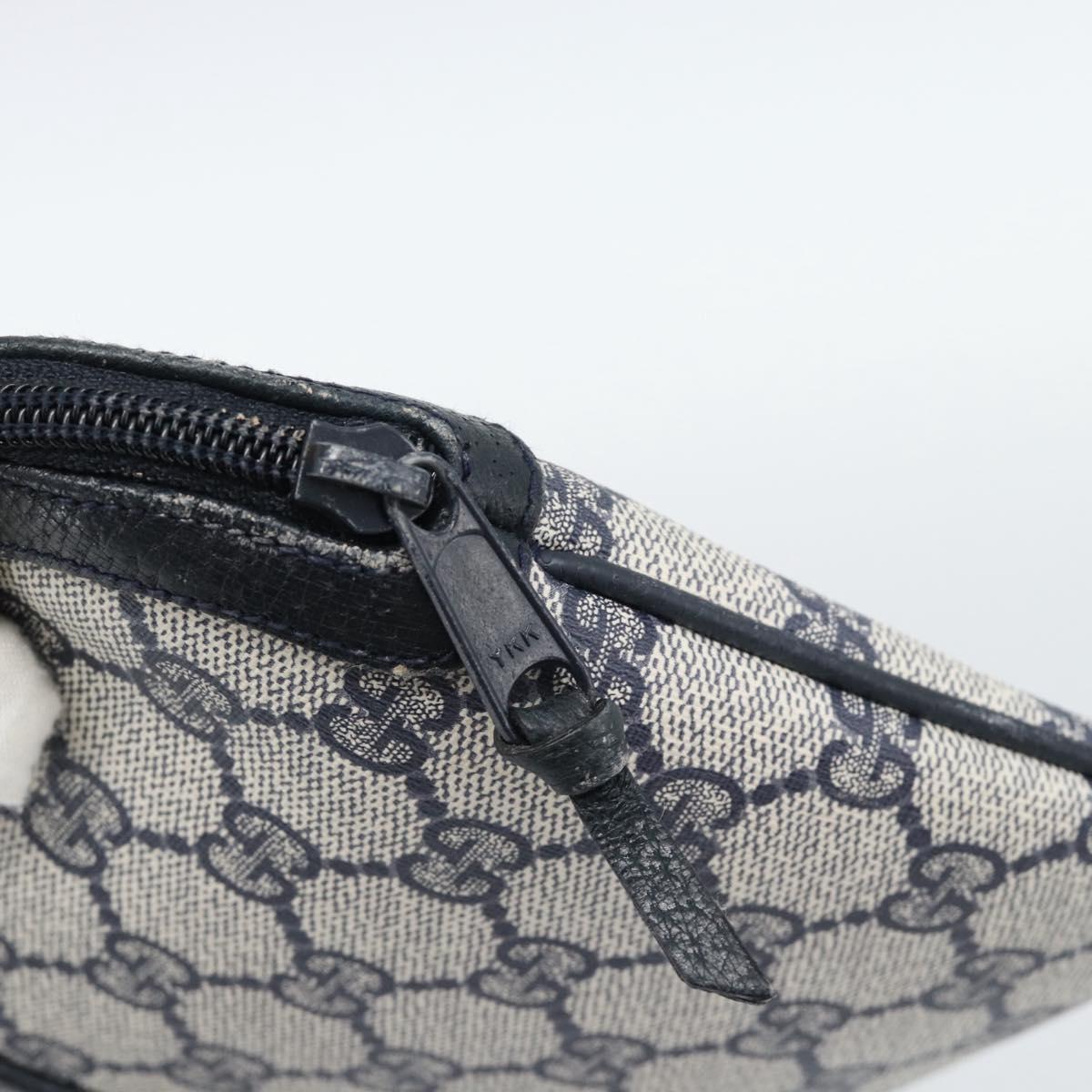 GUCCI GG Supreme Sherry Line Shoulder Bag PVC Navy Gold 68 02 047 Auth 185910