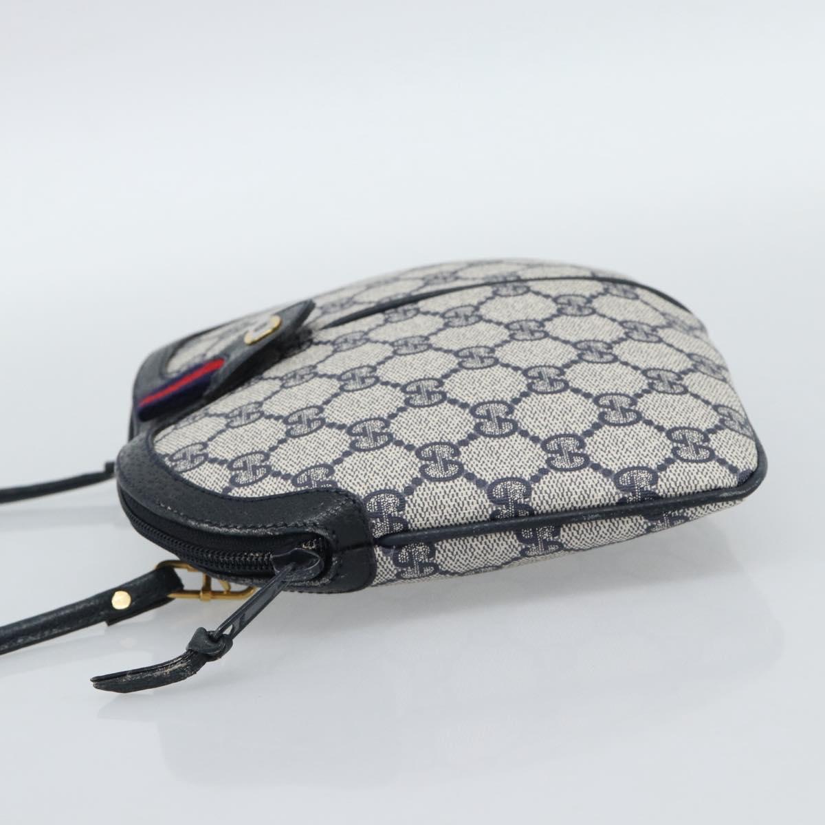 GUCCI GG Supreme Sherry Line Shoulder Bag PVC Navy Gold 68 02 047 Auth 185910
