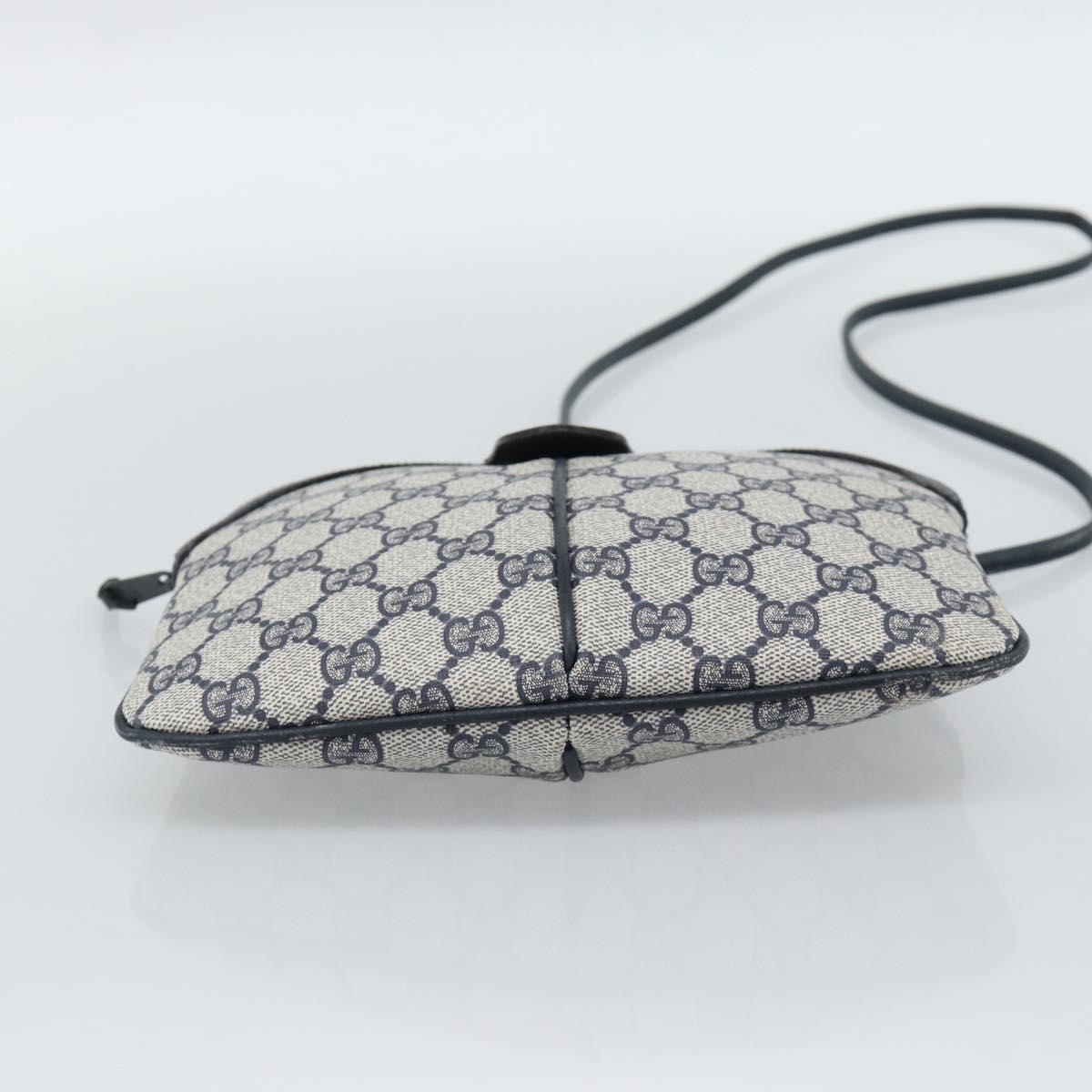 GUCCI GG Supreme Sherry Line Shoulder Bag PVC Navy Gold 68 02 047 Auth 185910