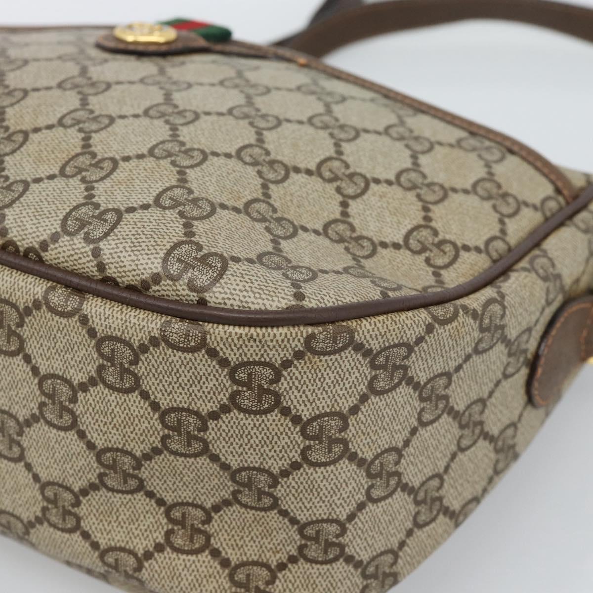 GUCCI GG Supreme Web Sherry Line Bag PVC Beige Gold 89 02 077 Auth 185911