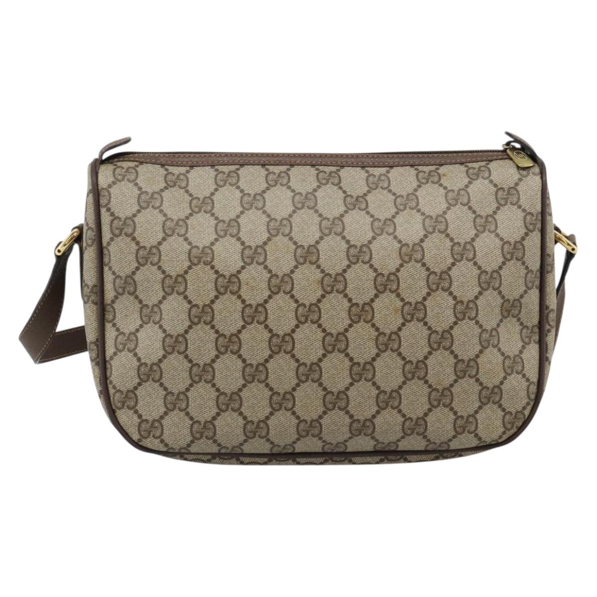 GUCCI GG Supreme Web Sherry Line Bag PVC Beige Gold 89 02 077 Auth 185911