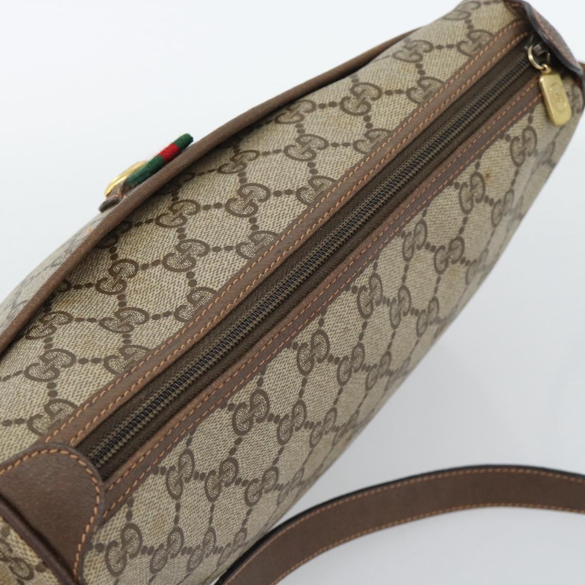 GUCCI GG Supreme Web Sherry Line Bag PVC Beige Gold 89 02 077 Auth 185911