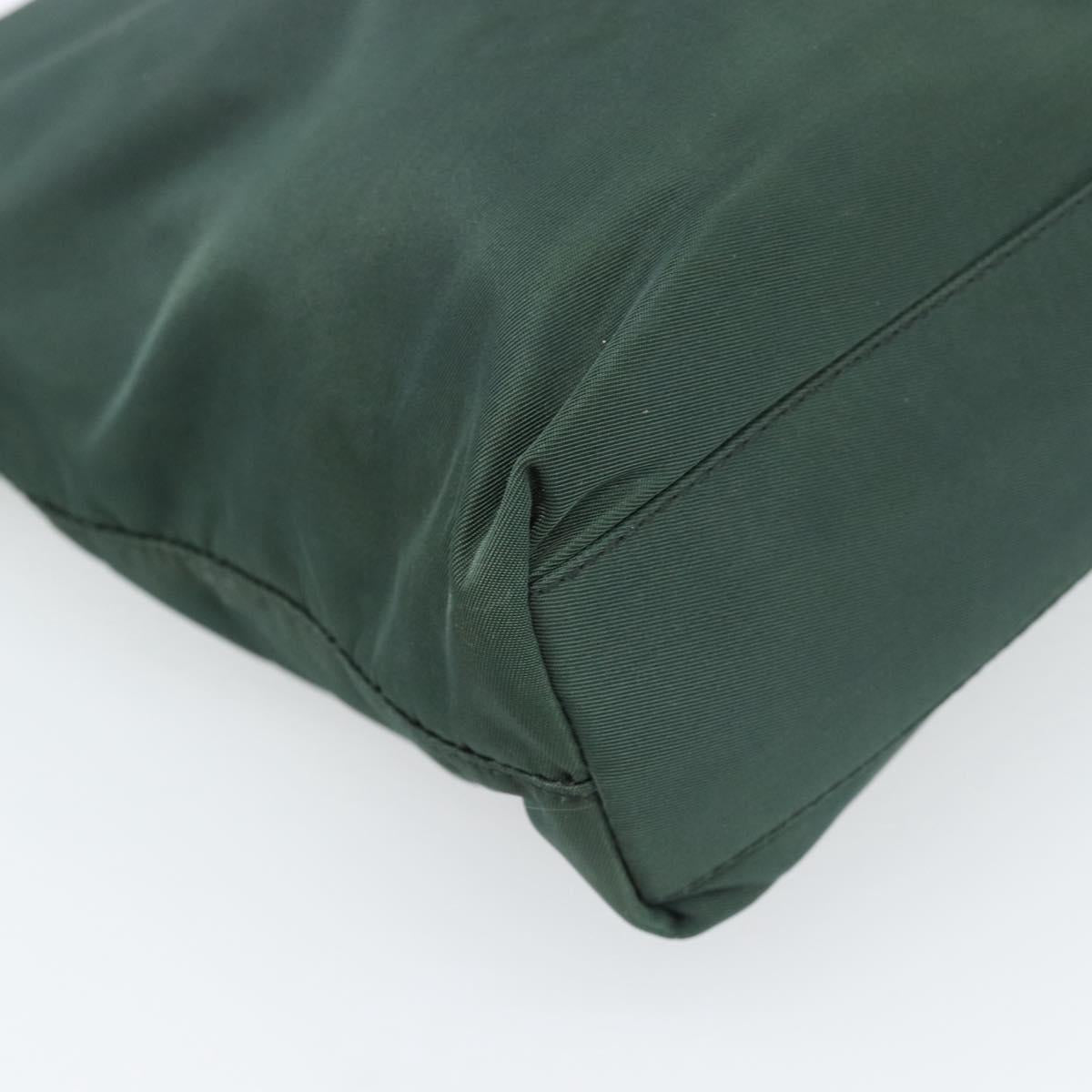 PRADA Tote Bag Nylon Green Silver Auth 185912A