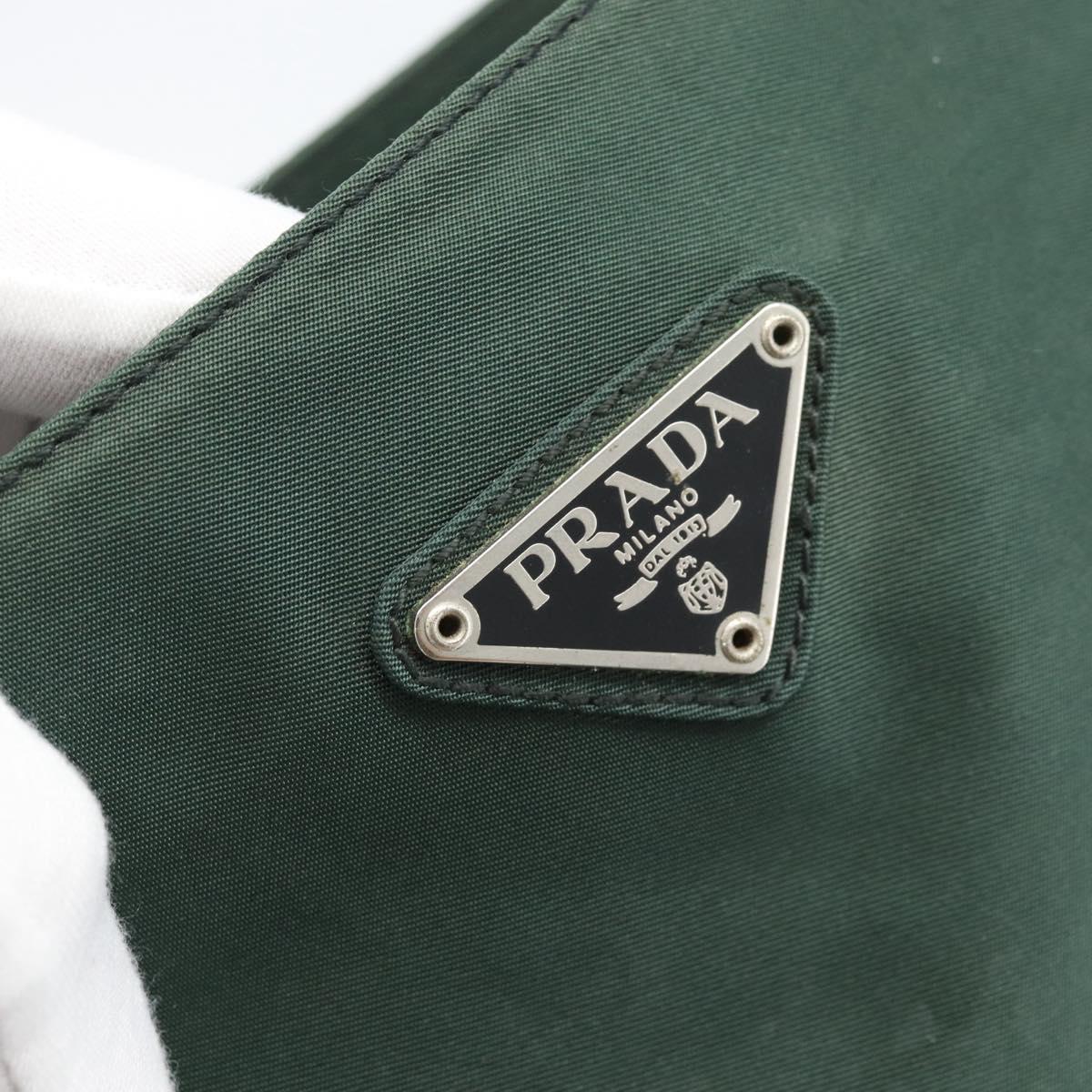 PRADA Tote Bag Nylon Green Silver Auth 185912A