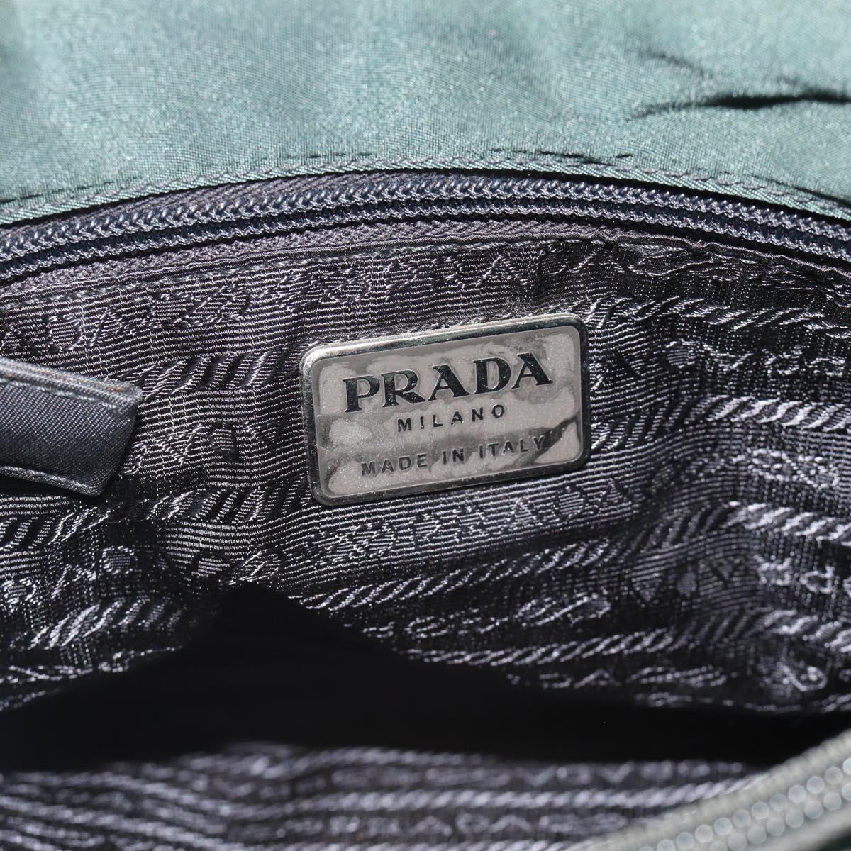PRADA Tote Bag Nylon Green Silver Auth 185912A