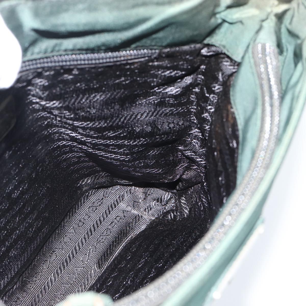 PRADA Tote Bag Nylon Green Silver Auth 185912A