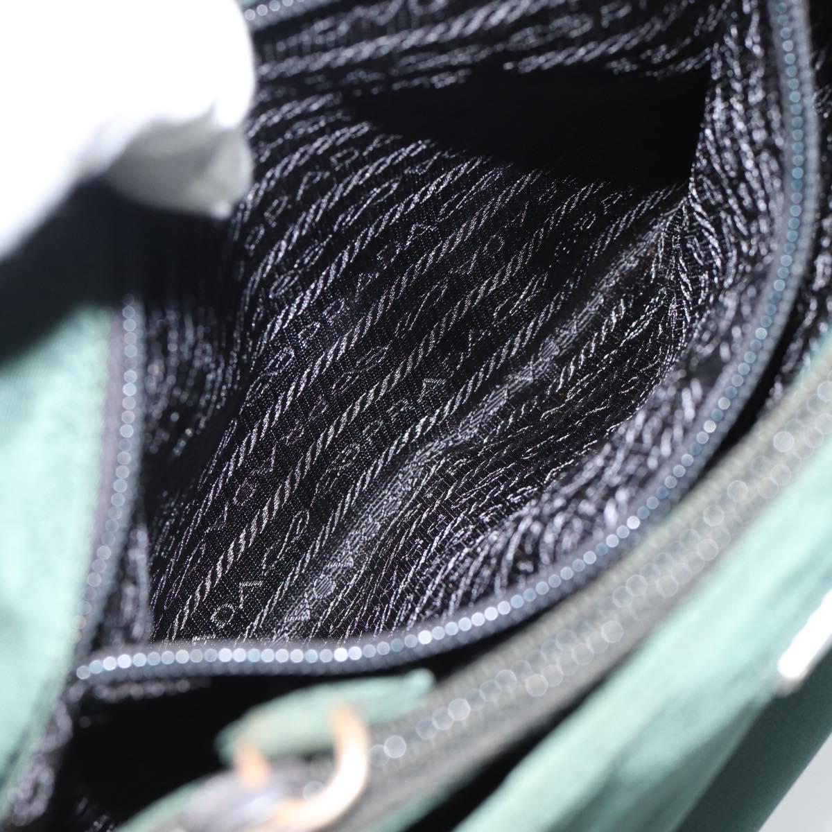 PRADA Tote Bag Nylon Green Silver Auth 185912A