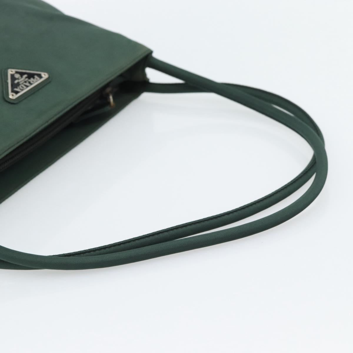 PRADA Tote Bag Nylon Green Silver Auth 185912A