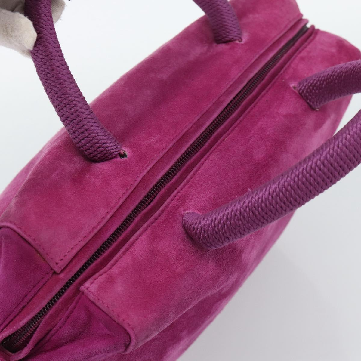 PRADA Hand Bag Suede Purple Gold Auth 185913