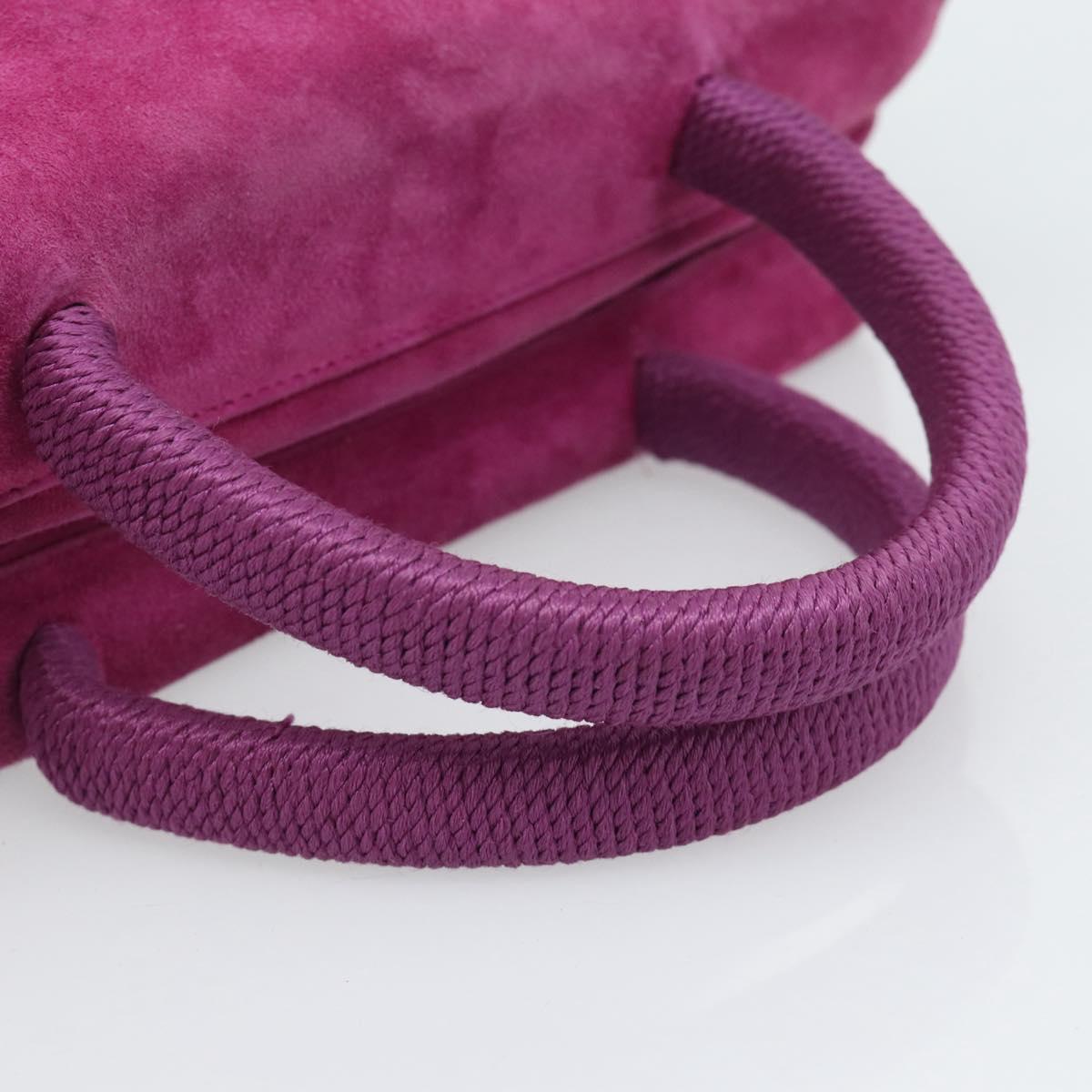 PRADA Hand Bag Suede Purple Gold Auth 185913