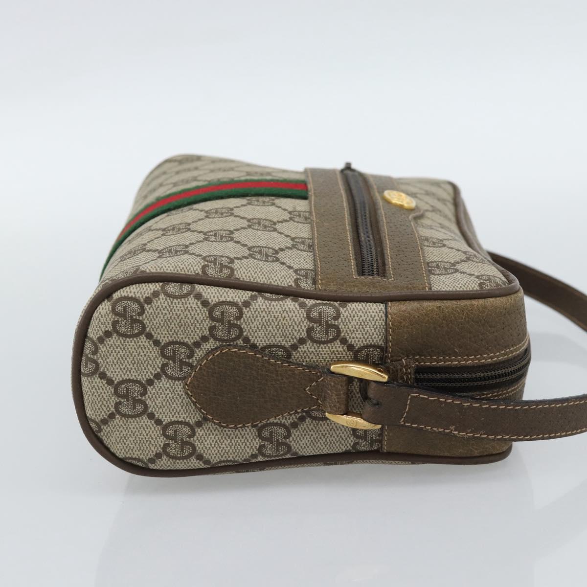 GUCCI GG Supreme Web Sherry Line Bag PVC Beige Gold 68 02 004 Auth 185916