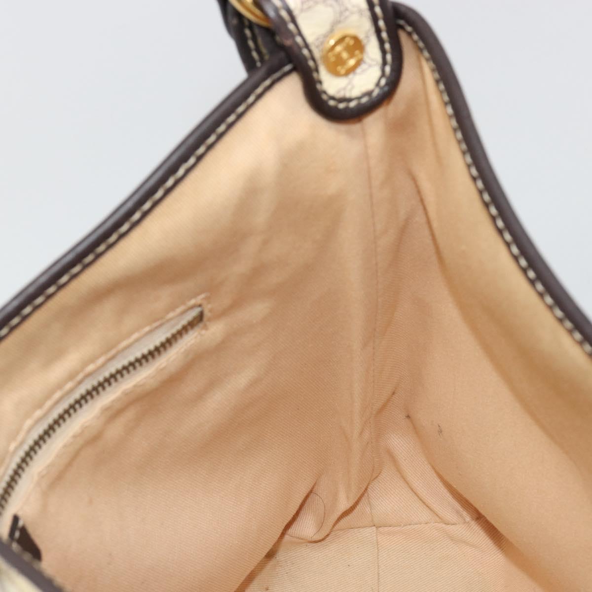 CELINE Macadam Canvas Shoulder Bag PVC Leather Ivory Gold Auth 185917A