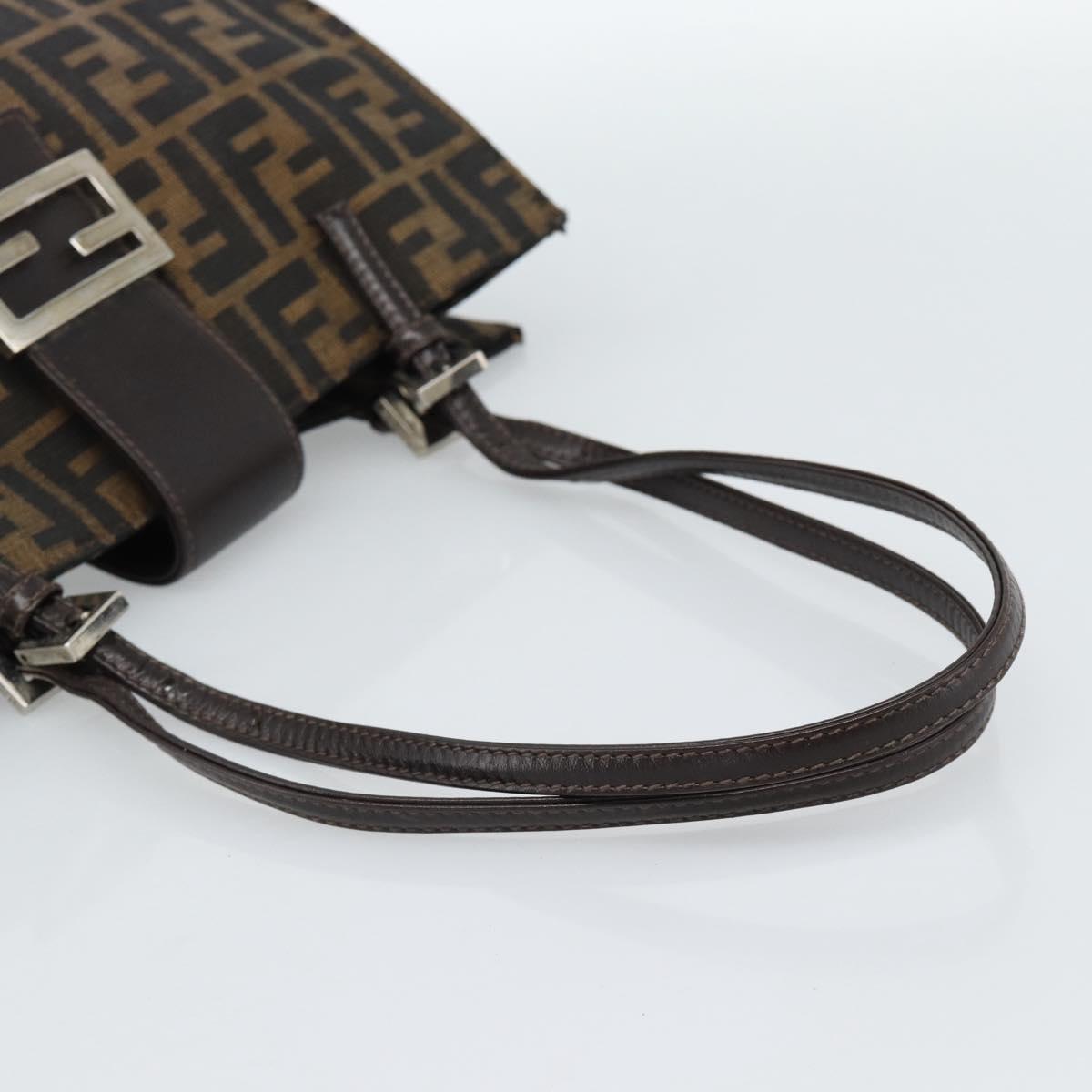 FENDI Zucca Canvas Mamma Baguette Hand Bag Black Brown Auth 185919