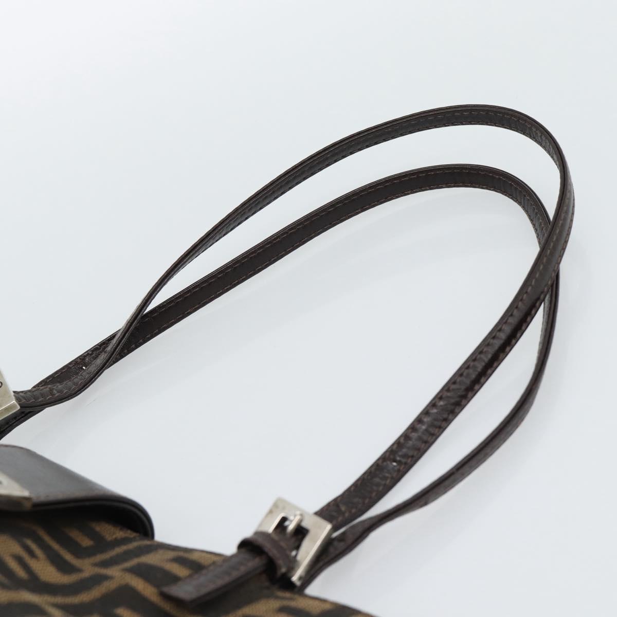 FENDI Zucca Canvas Mamma Baguette Hand Bag Black Brown Auth 185919