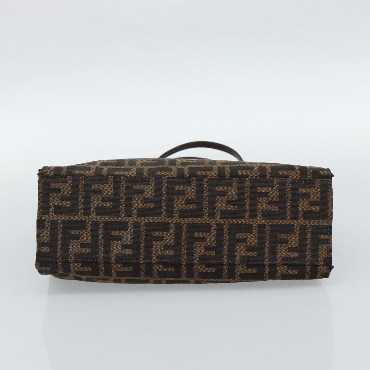 FENDI Zucca Canvas Mamma Baguette Hand Bag Black Brown Auth 185919