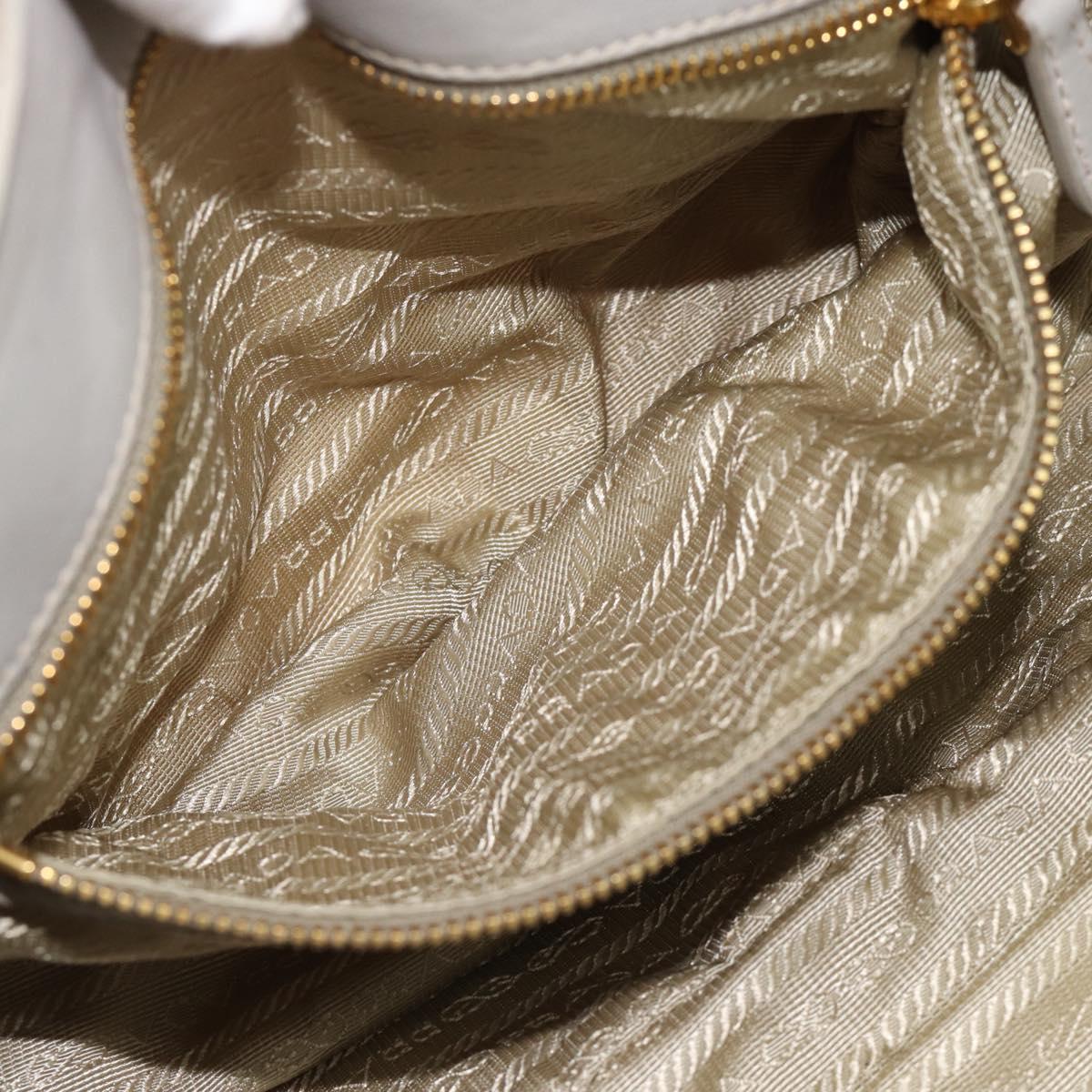 PRADA Gathered Hand Bag Nylon Beige Gold Auth 185921