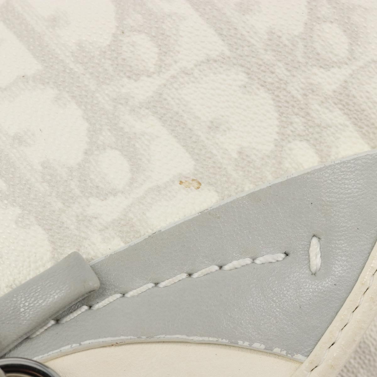 Christian Dior Trotter Canvas Romantic Hand Bag PVC White Silver Auth 185924A