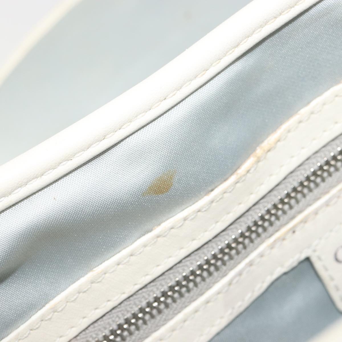 Christian Dior Trotter Canvas Romantic Hand Bag PVC White Silver Auth 185924A