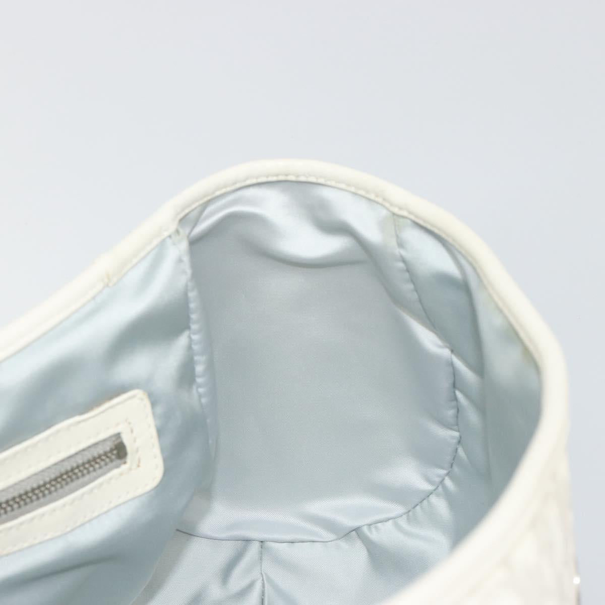 Christian Dior Trotter Canvas Romantic Hand Bag PVC White Silver Auth 185924A