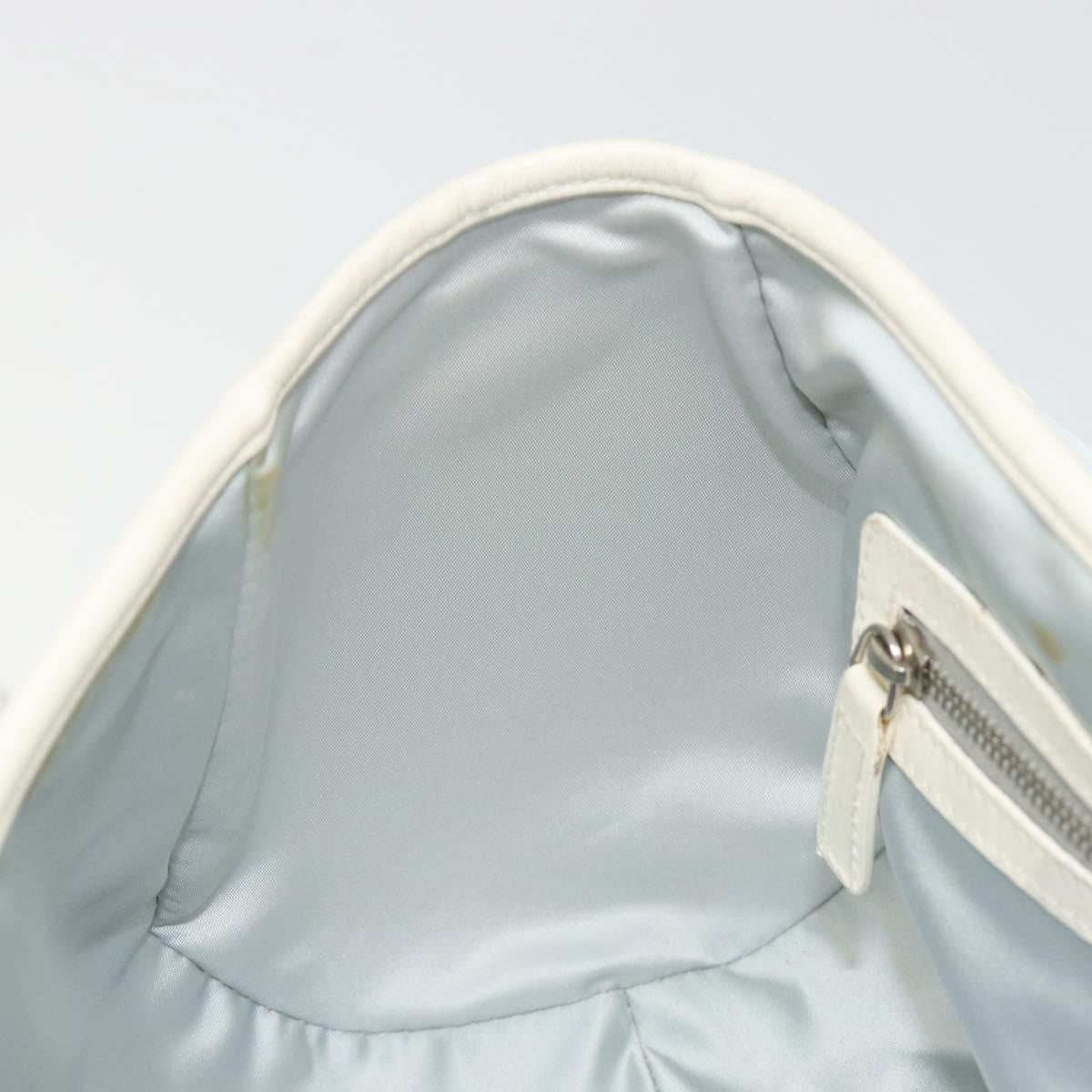 Christian Dior Trotter Canvas Romantic Hand Bag PVC White Silver Auth 185924A