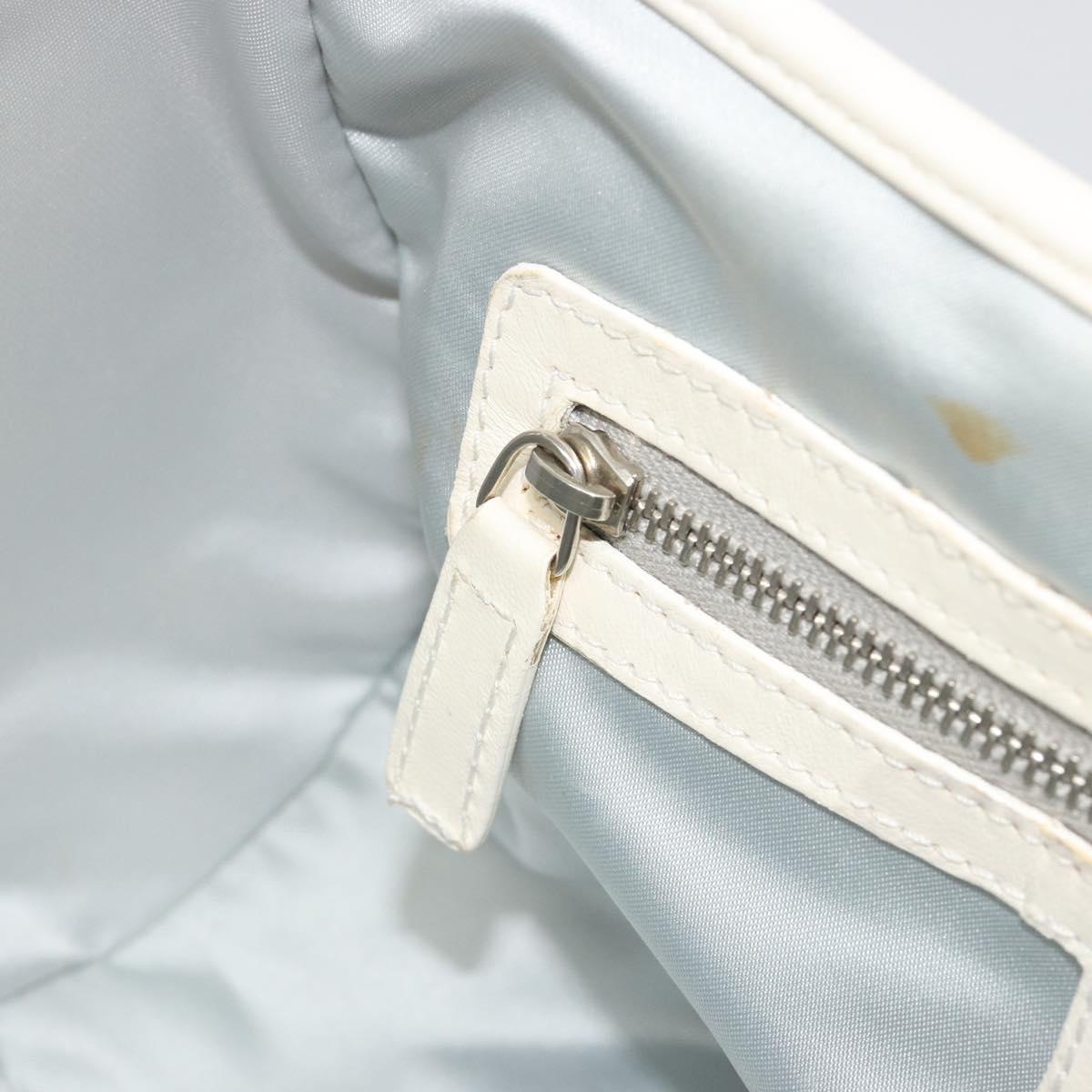 Christian Dior Trotter Canvas Romantic Hand Bag PVC White Silver Auth 185924A