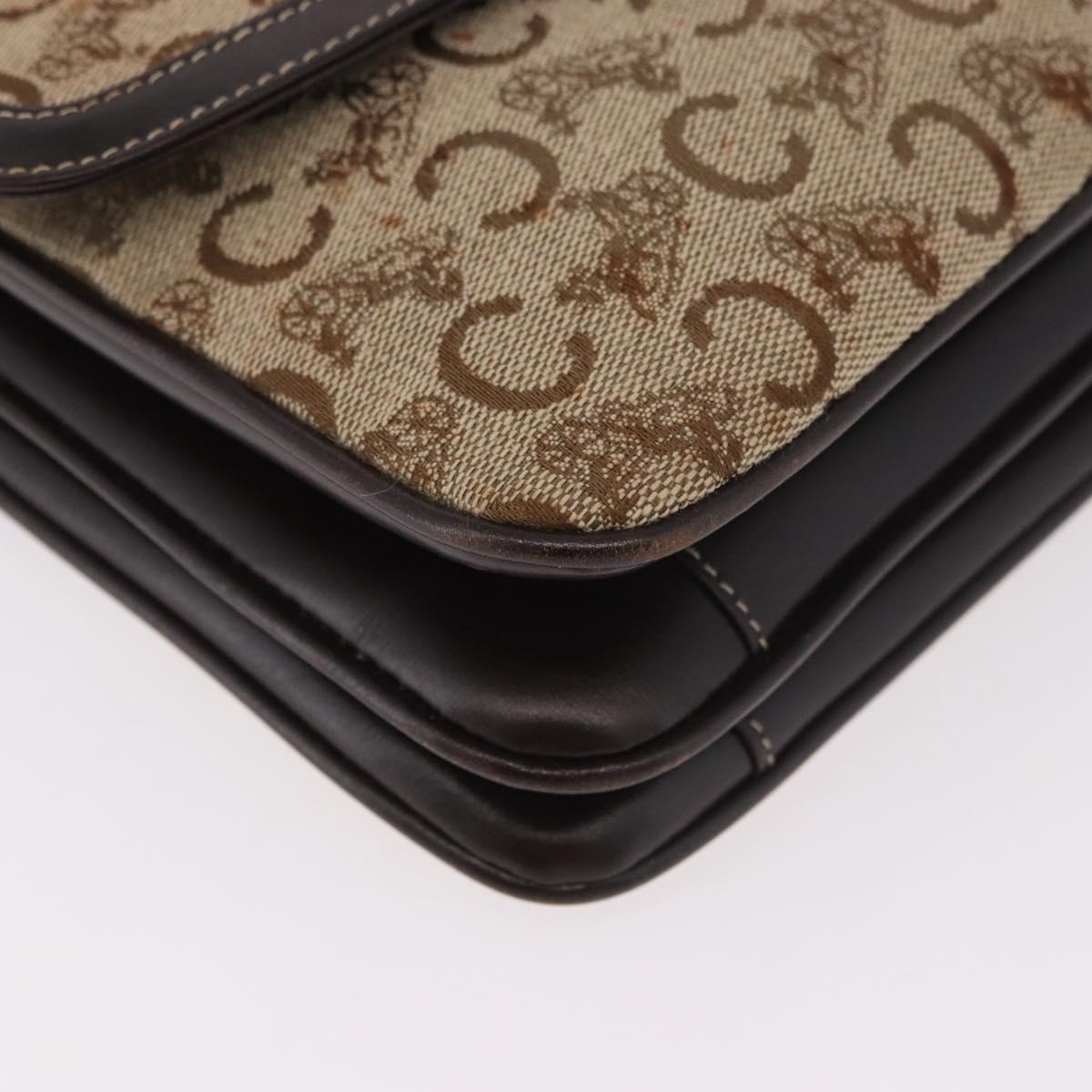 CELINE C Sulky Horse Carriage Shoulder Bag Canvas Beige Gold Auth 185927A