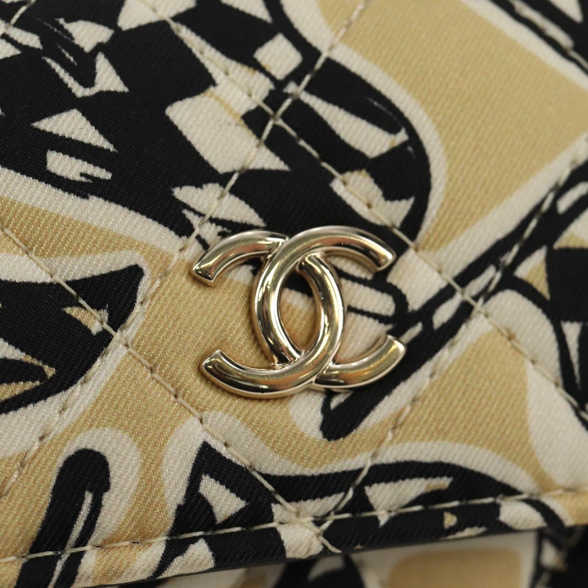 CHANEL ChainShoulderPouch Mini Matelasse 13 Bag Satin Beige Gold CC Auth 185928M