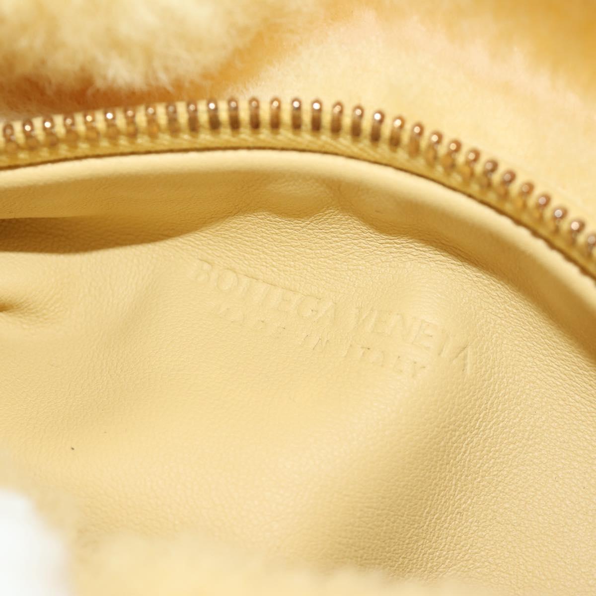 BOTTEGAVENETA Hand Pouch Fur Yellow Gold Auth 185930SM