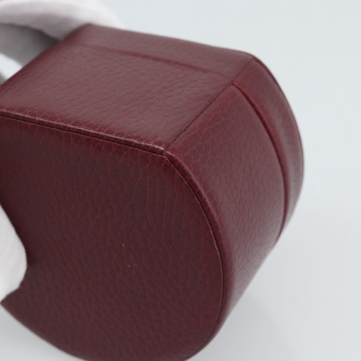 CARTIER Jewelry Box Leather Bordeaux Gold Auth 185932V