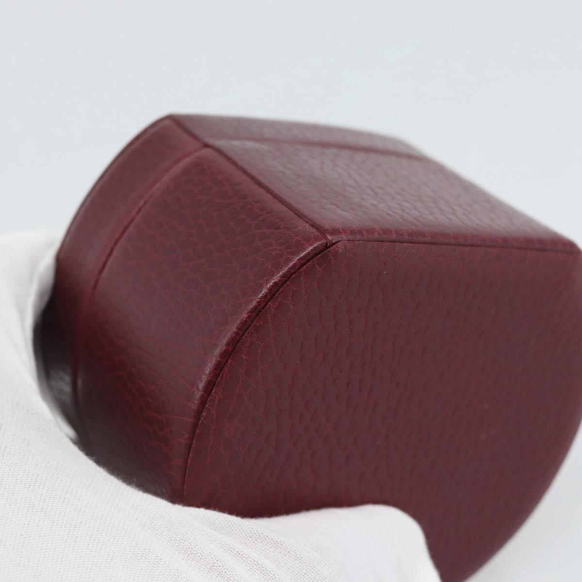 CARTIER Jewelry Box Leather Bordeaux Gold Auth 185932V