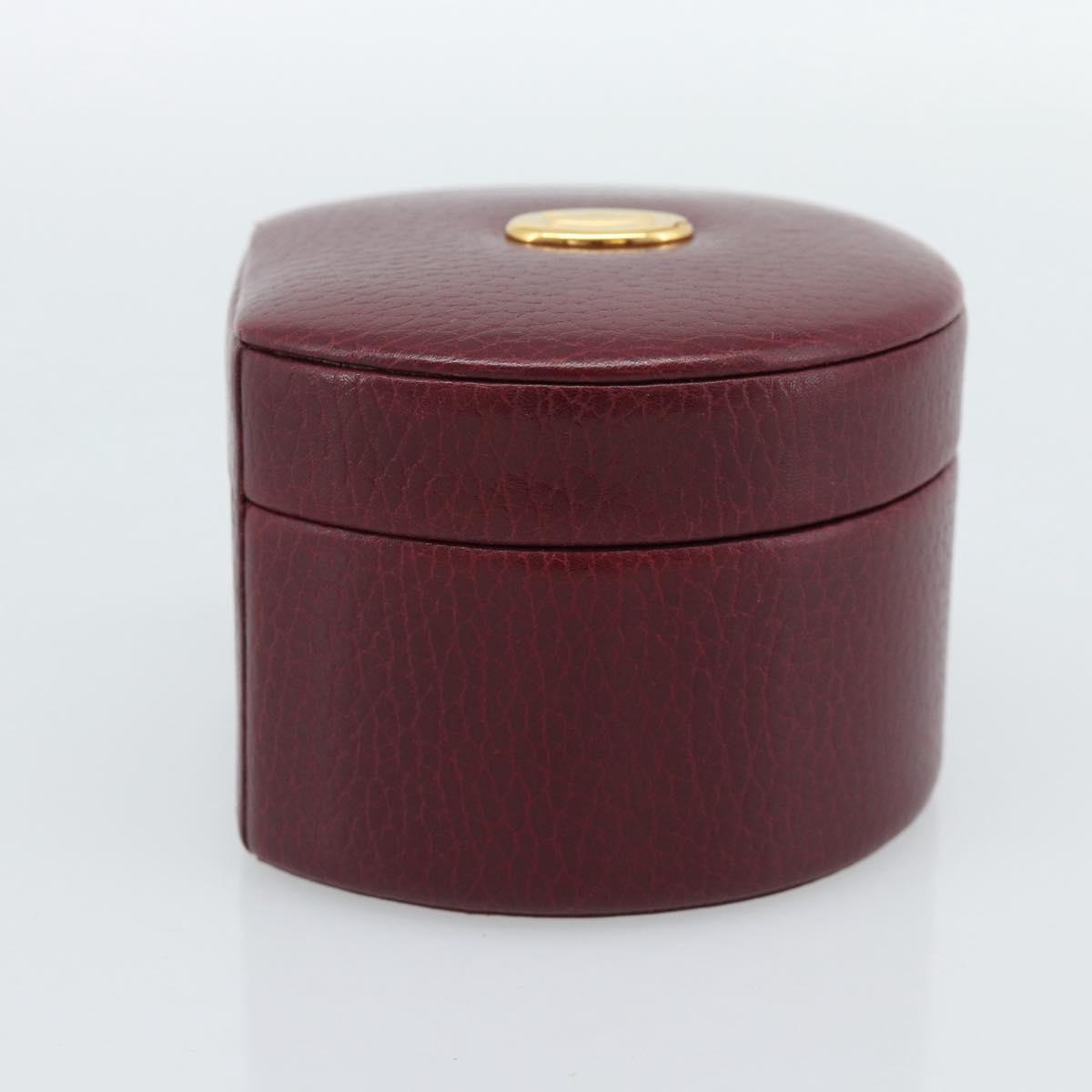 CARTIER Jewelry Box Leather Bordeaux Gold Auth 185932V