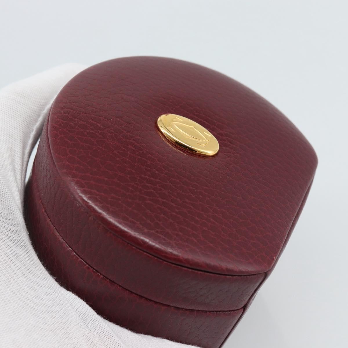 CARTIER Jewelry Box Leather Bordeaux Gold Auth 185932V