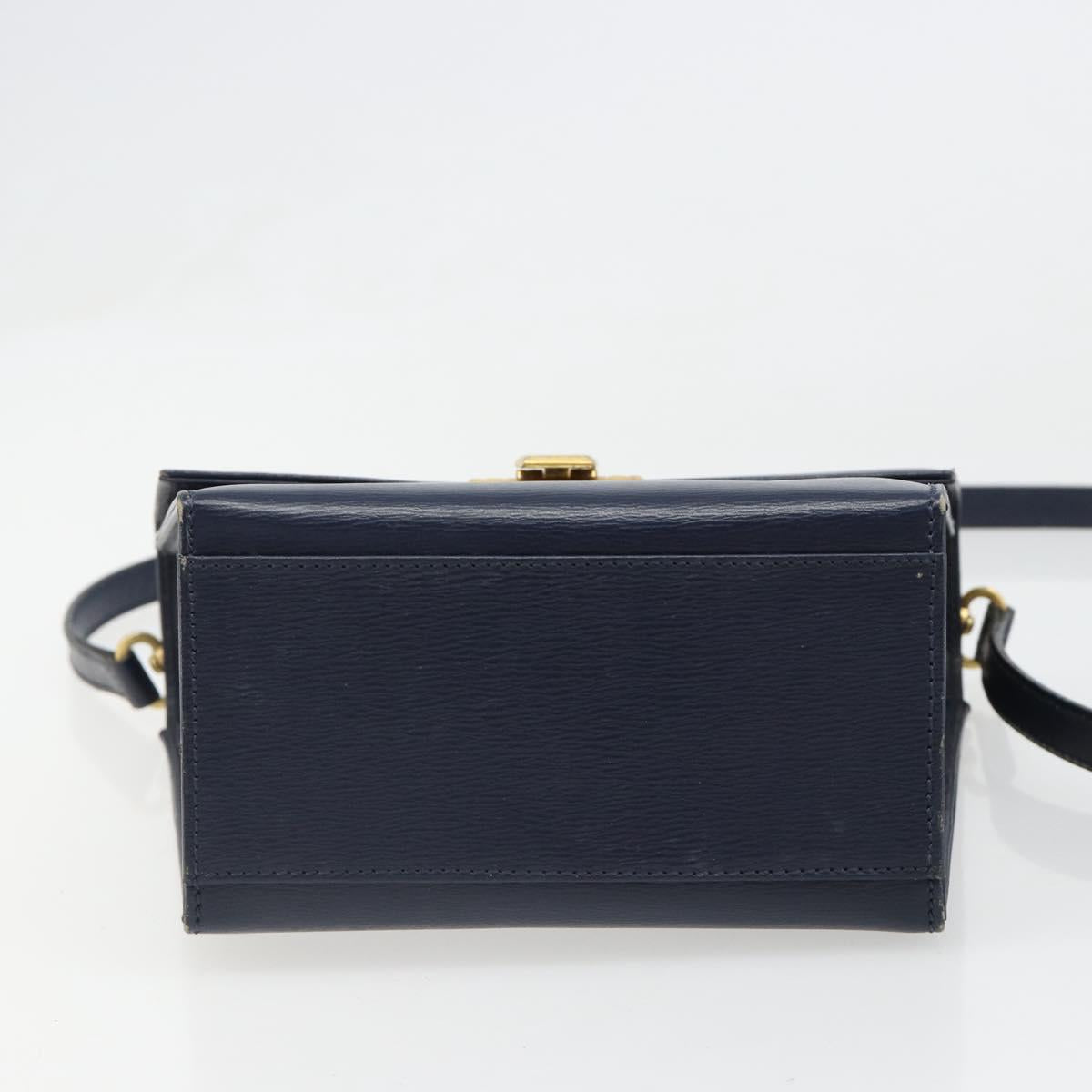 Christian Dior Shoulder Bag Leather 2way Blue Gold Auth 185936A