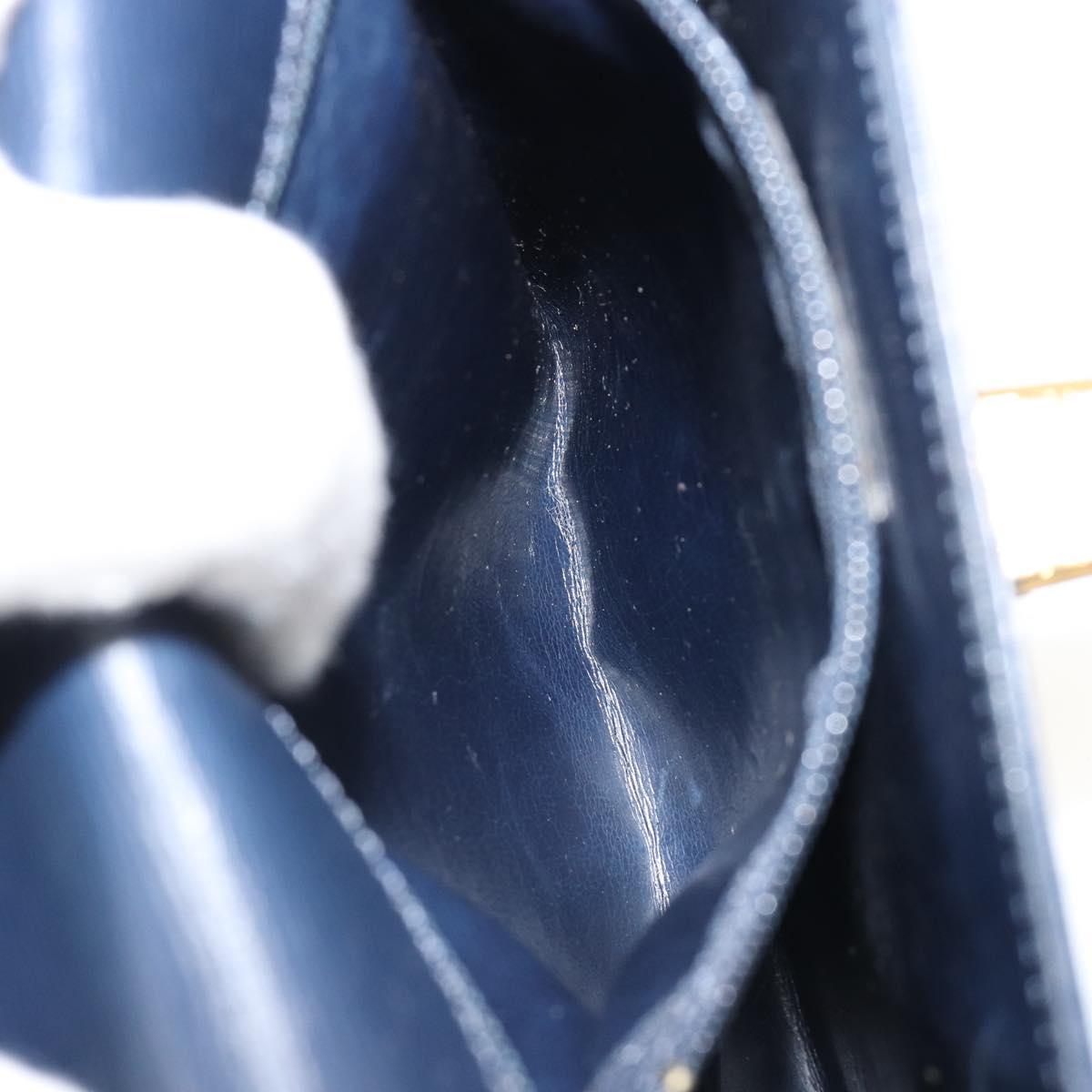 Christian Dior Shoulder Bag Leather 2way Blue Gold Auth 185936A