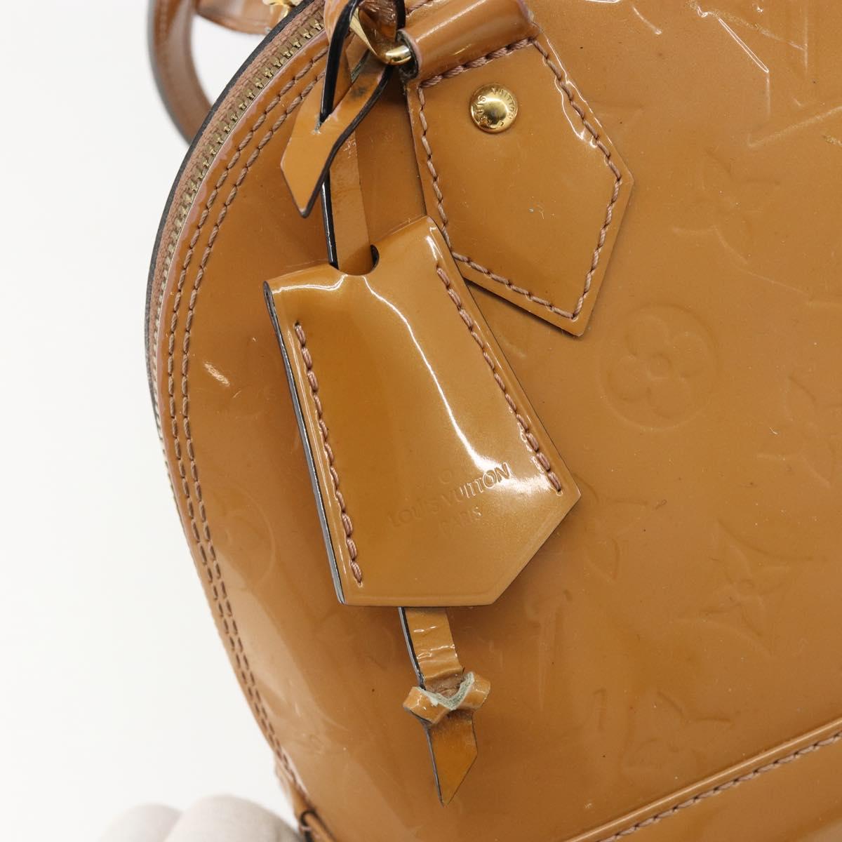 LOUIS VUITTON Monogram Vernis Alma BB Bag 2way Beige Poodle M91752 Auth 185938