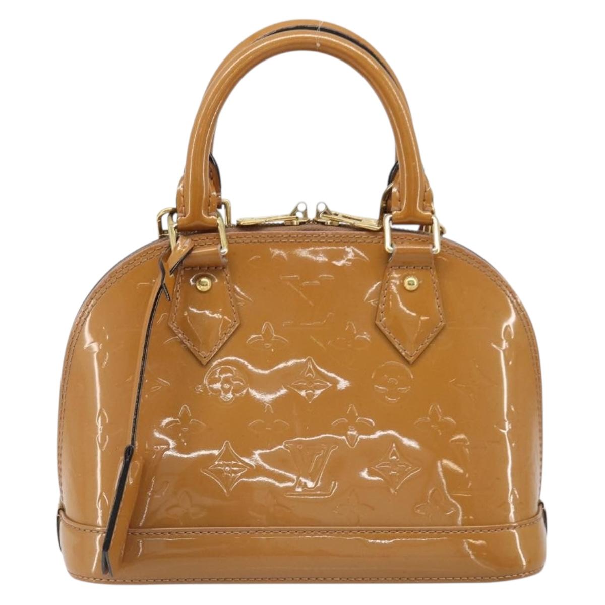 LOUIS VUITTON Monogram Vernis Alma BB Bag 2way Beige Poodle M91752 Auth 185938