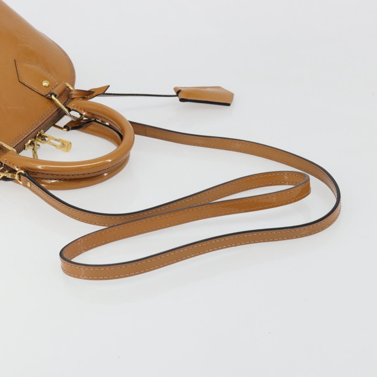 LOUIS VUITTON Monogram Vernis Alma BB Bag 2way Beige Poodle M91752 Auth 185938