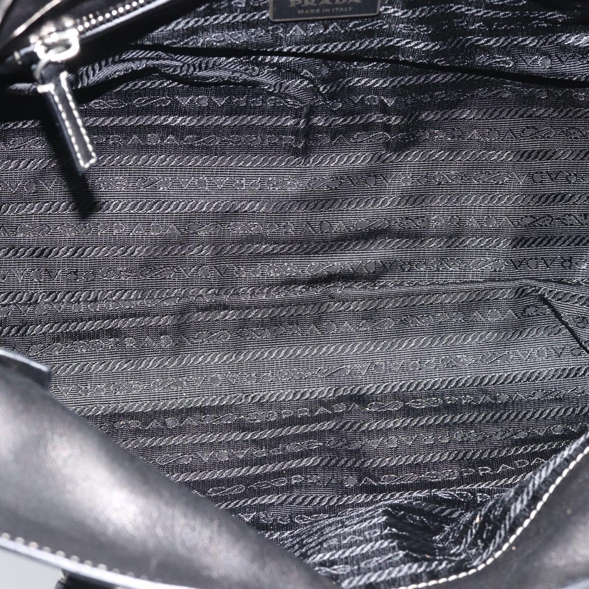 PRADA Hand Bag Leather Black Silver Auth 185946SAV