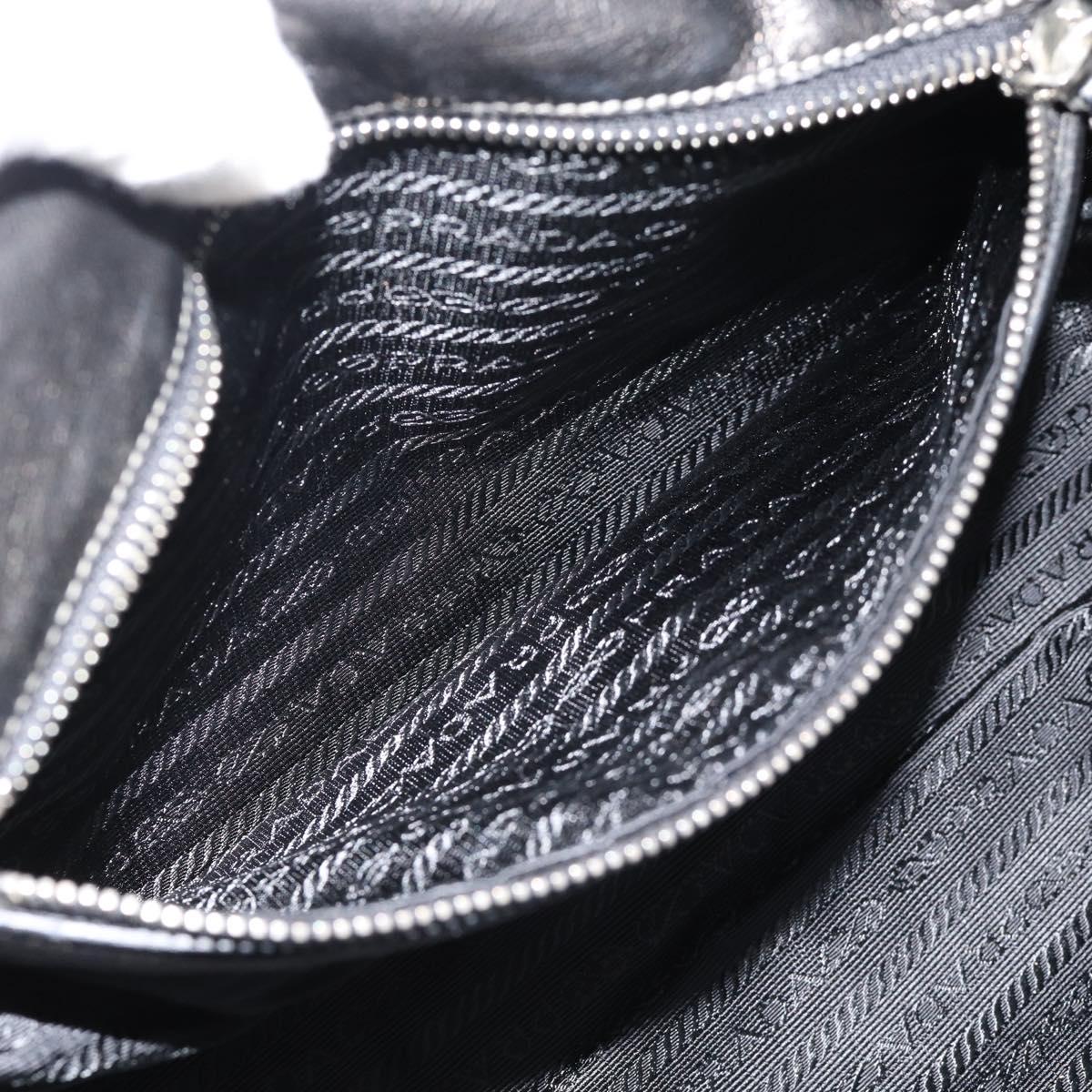 PRADA Hand Bag Leather Black Silver Auth 185946SAV
