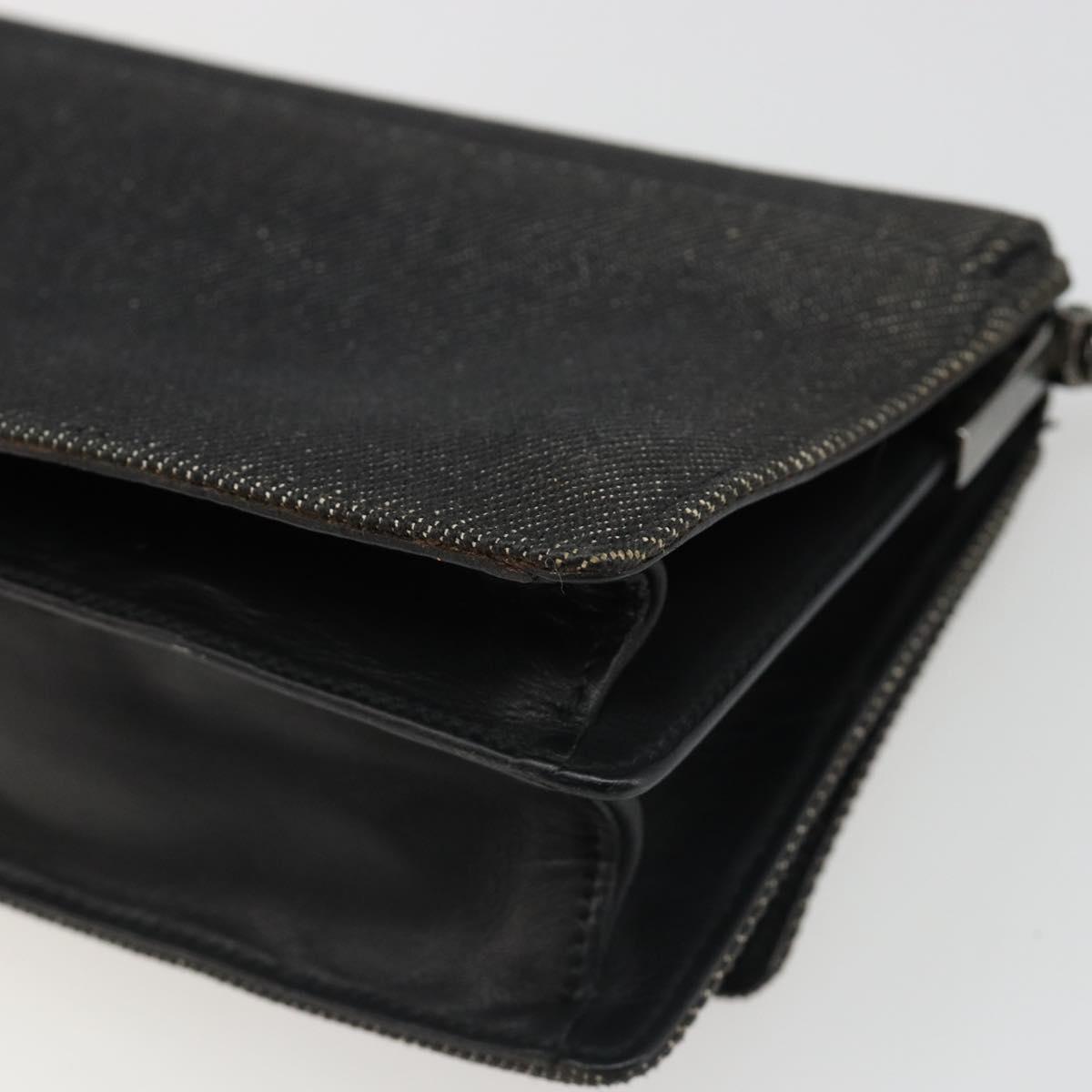 GUCCI Accessory Pouch Denim Black Silver 01235 Auth 185948A