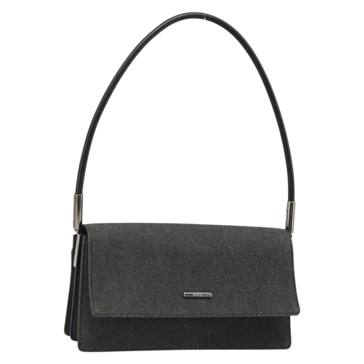 GUCCI Accessory Pouch Denim Black Silver 01235 Auth 185948A