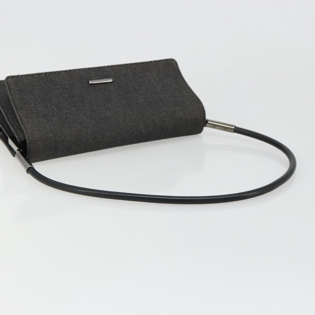 GUCCI Accessory Pouch Denim Black Silver 01235 Auth 185948A