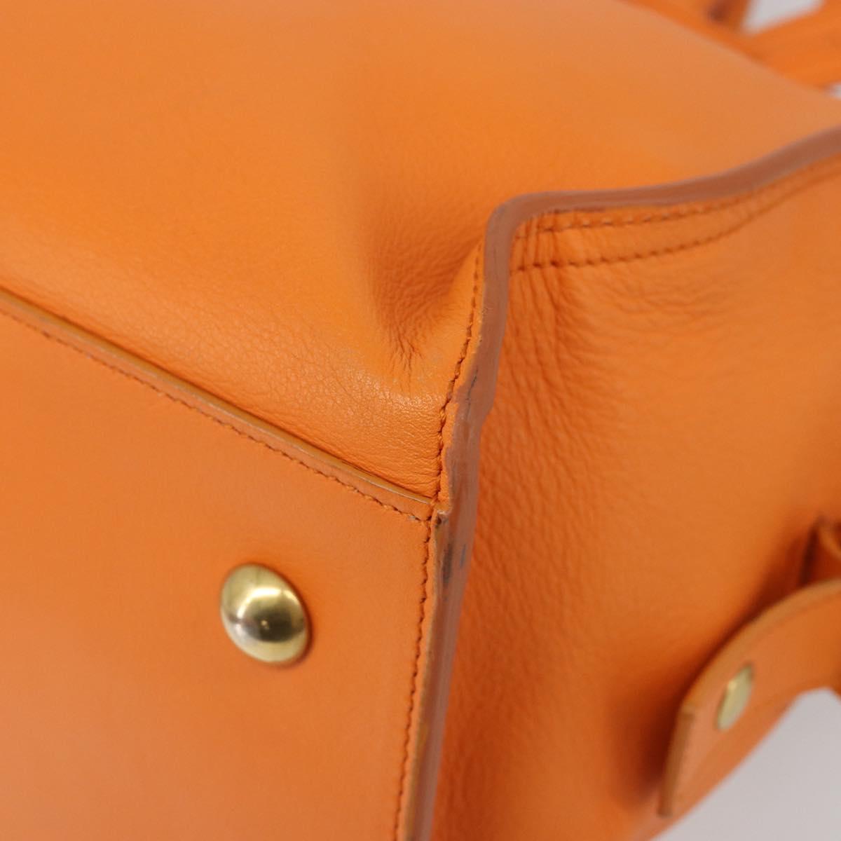 SAINT LAURENT Cabas Mini Hand Bag Leather 2way Orange Gold Auth 185950A