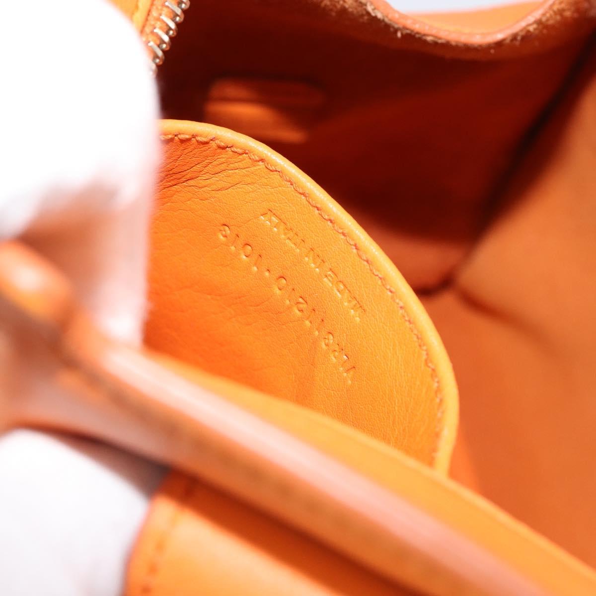 SAINT LAURENT Cabas Mini Hand Bag Leather 2way Orange Gold Auth 185950A