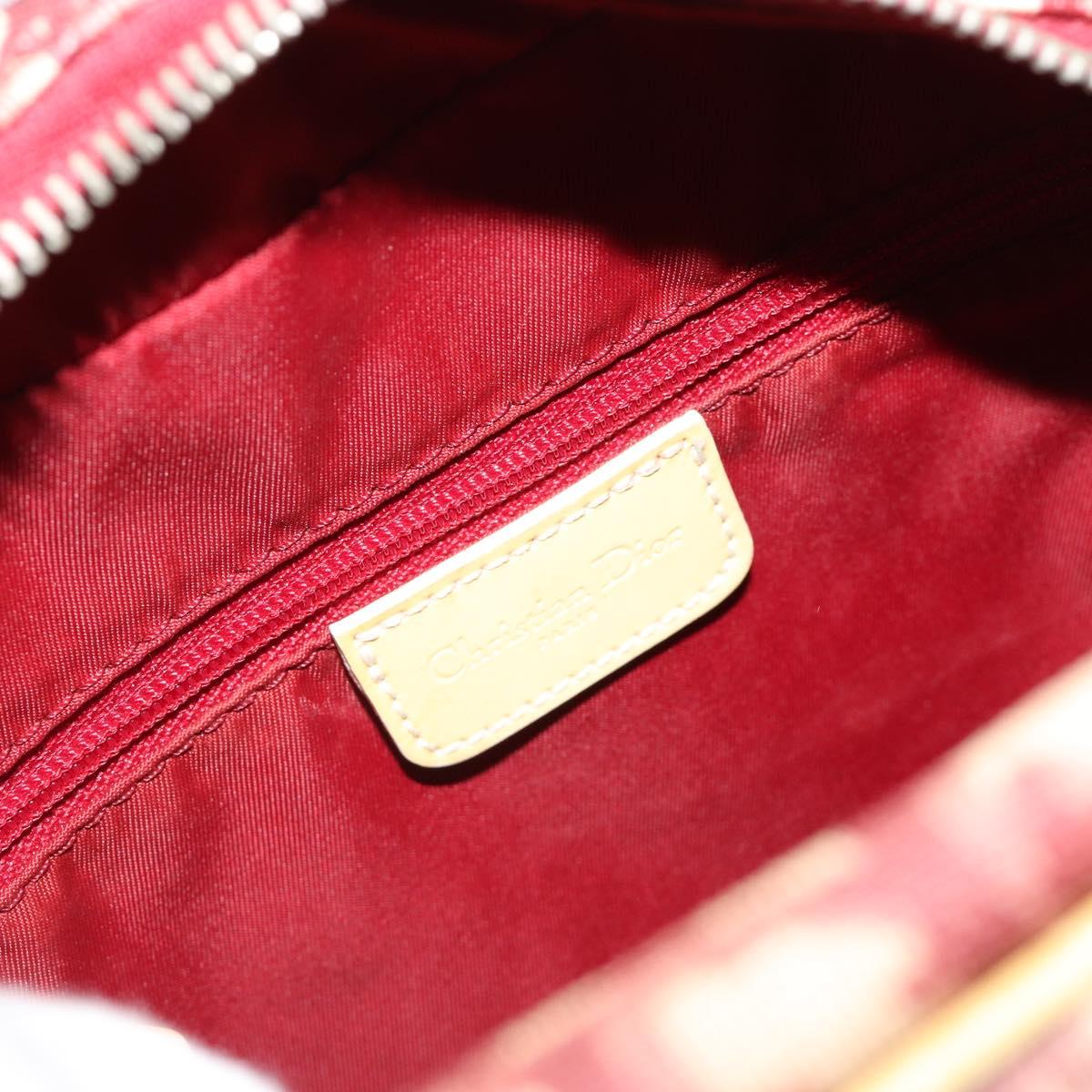 Christian Dior Trotter Canvas Shoulder Bag PVC Red Silver Auth 185951