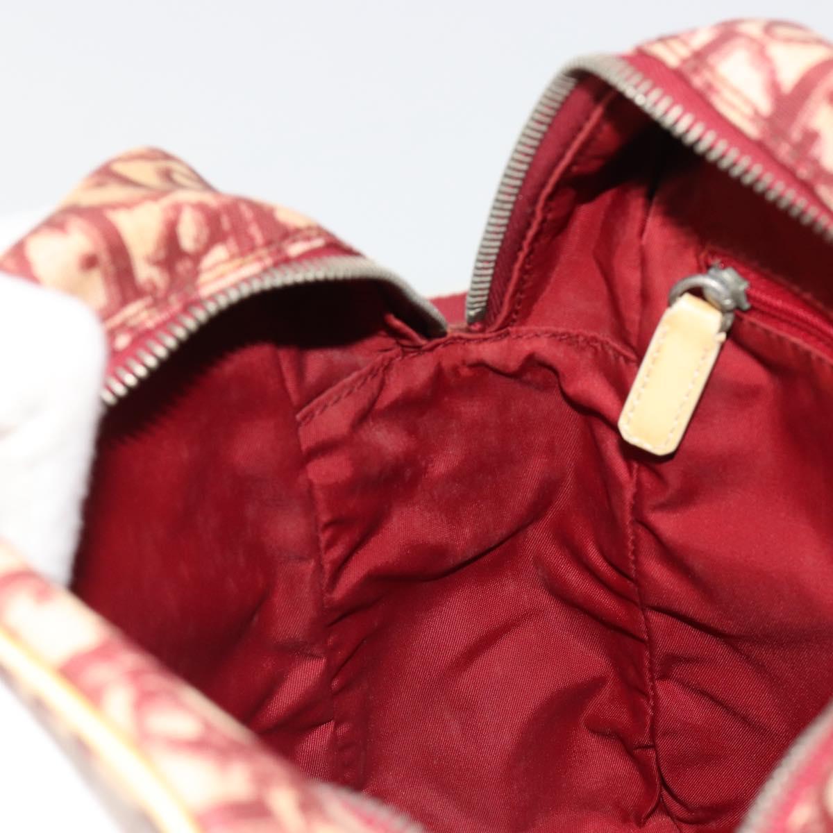 Christian Dior Trotter Canvas Shoulder Bag PVC Red Silver Auth 185951
